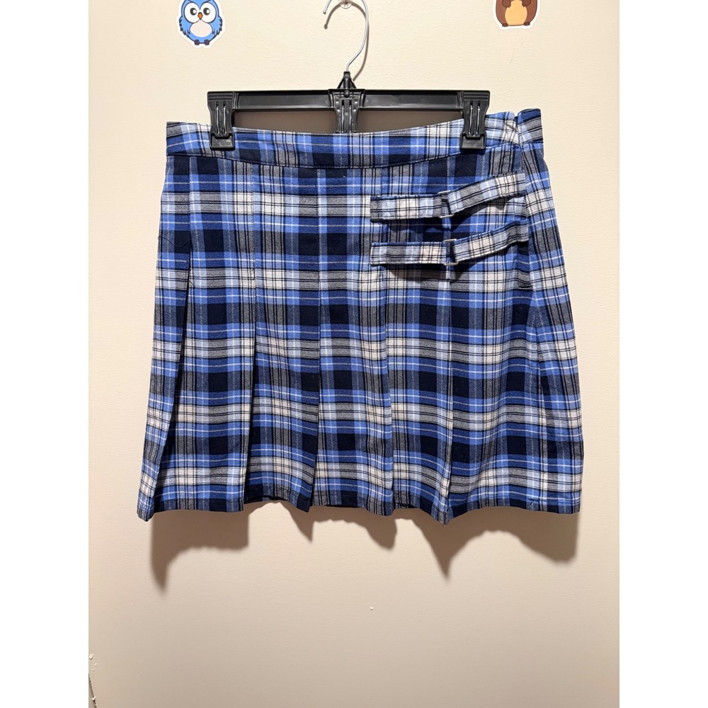 French Toast Women Size‎ 12 Pleated Plaid Mini Skirt Blue White Black